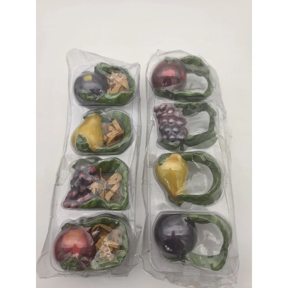 Nos Set6 VTG Villeroy & Boch Figural Fruit Napkin Rings Cottagecore Country Farm